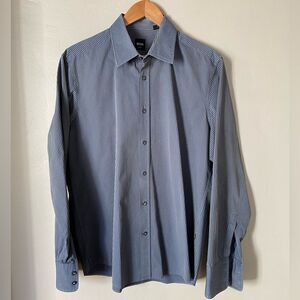 BOSS Hugo Boss Fitted Gray/Black Striped Men's Shirt L